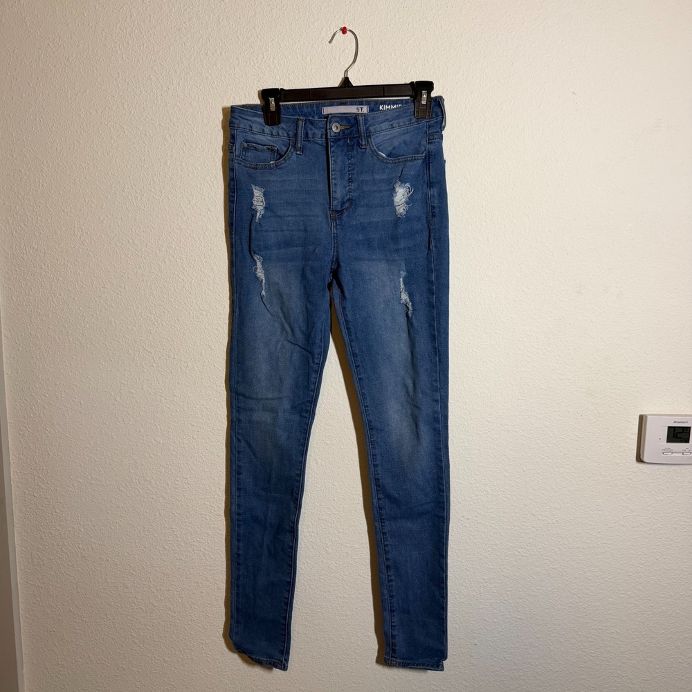 !iT Kimmie Extreme High Rise Skinny Jeans Womens 6 Blue Denim Cotton Distressed
